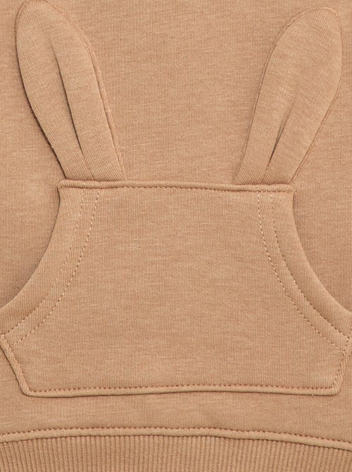 Sweat com capuz em moletom com desenho de coelho - Kiabi