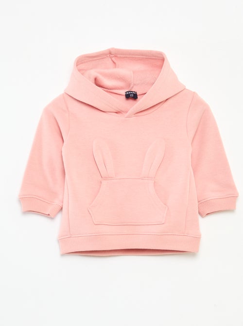 Sweat com capuz em moletom com desenho de coelho - Kiabi