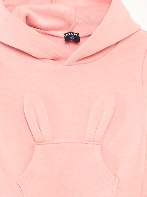 Sweat com capuz em moletom com desenho de coelho - Kiabi