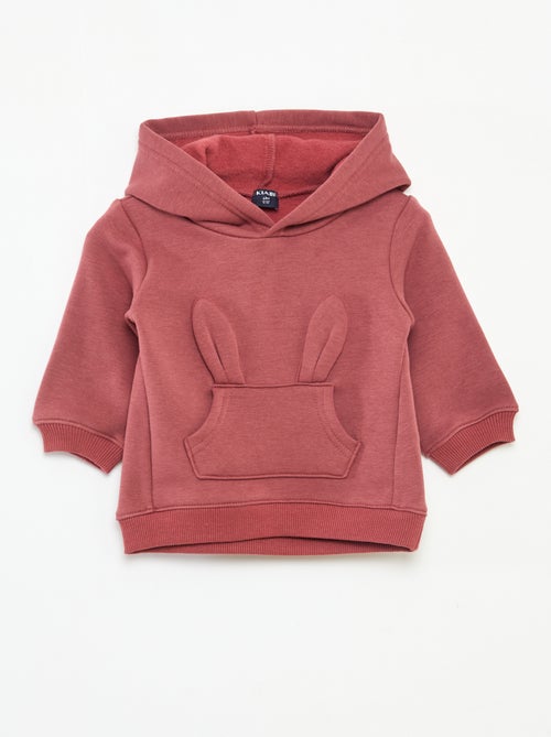 Sweat com capuz em moletom com desenho de coelho - Kiabi