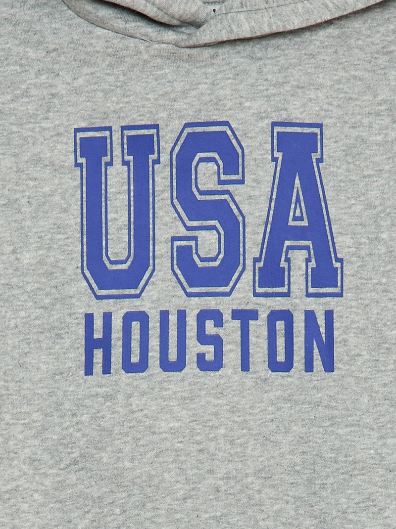 Sweat com capuz em moletom felpudo Cinza - Kiabi