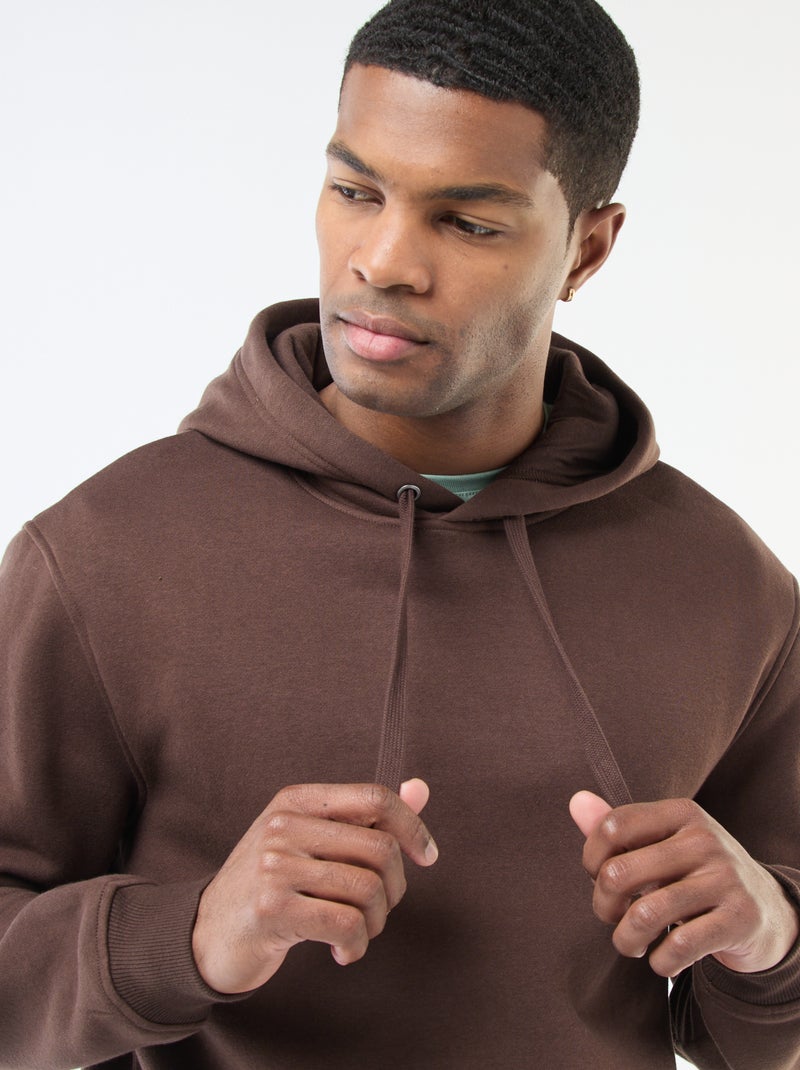 Sweat com capuz em moletom felpudo com bolso canguru Castanho - Kiabi