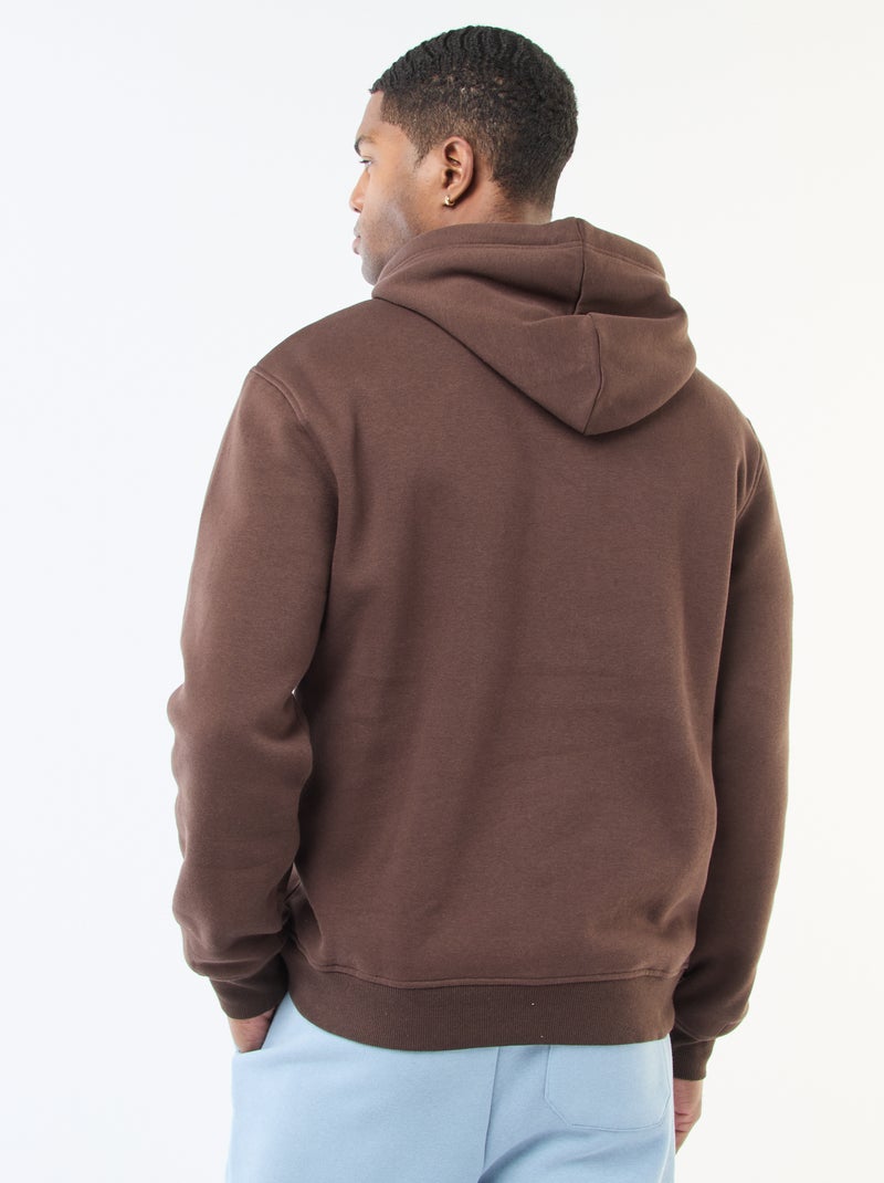 Sweat com capuz em moletom felpudo com bolso canguru Castanho - Kiabi