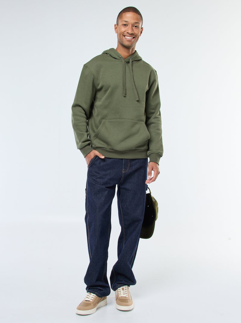 Sweat com capuz em moletom felpudo com bolso canguru Verde - Kiabi