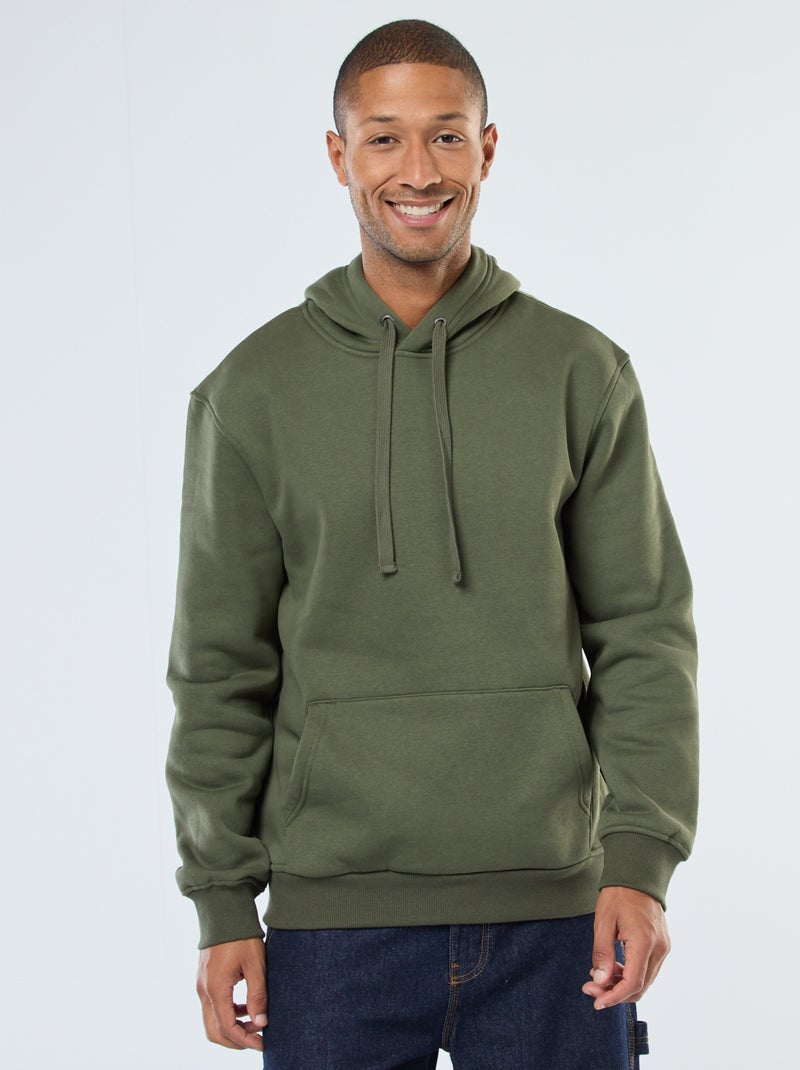 Sweat com capuz em moletom felpudo com bolso canguru Verde - Kiabi