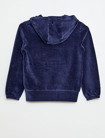 Sweat com capuz em veludo cotelê