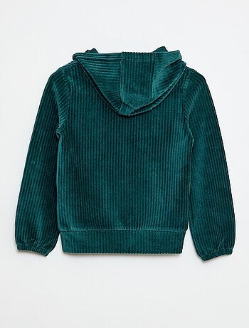 Camisola com capuz em veludo cotelê