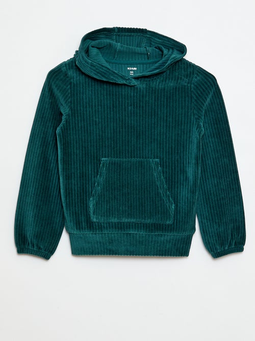 Sweat com capuz em veludo cotelê - Kiabi