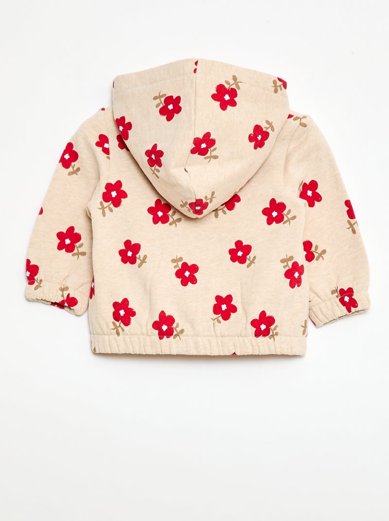 Sweat com capuz estampado Bege - Kiabi