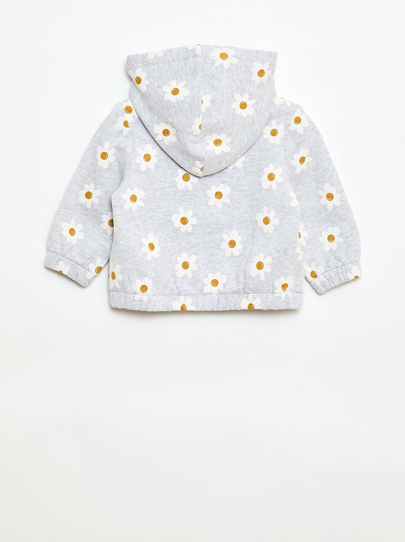 Sweat com capuz estampado Cinza - Kiabi