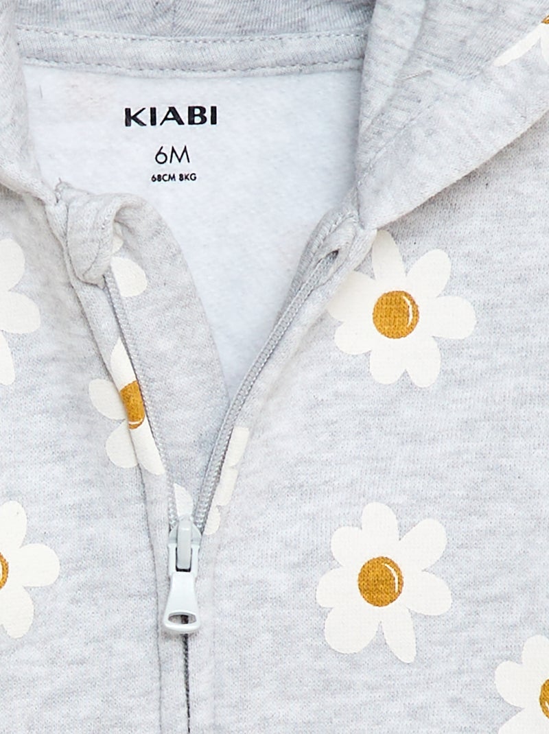 Sweat com capuz estampado Cinza - Kiabi
