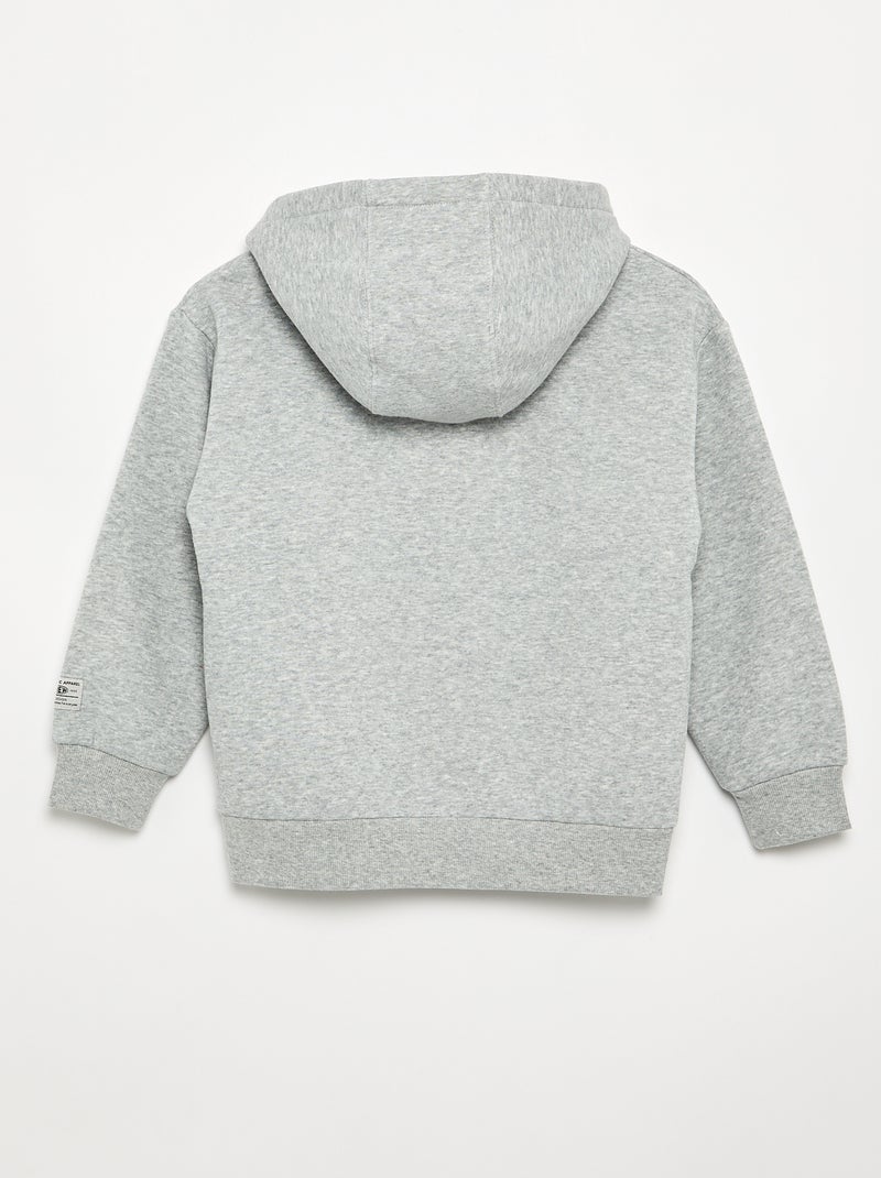 Sweat com capuz estampado Cinza - Kiabi