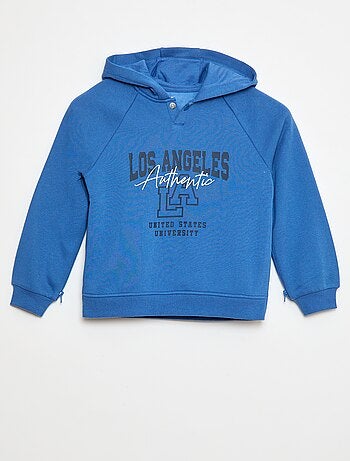 Sweat com capuz estampado com aberturas de zíper laterais - So Easy