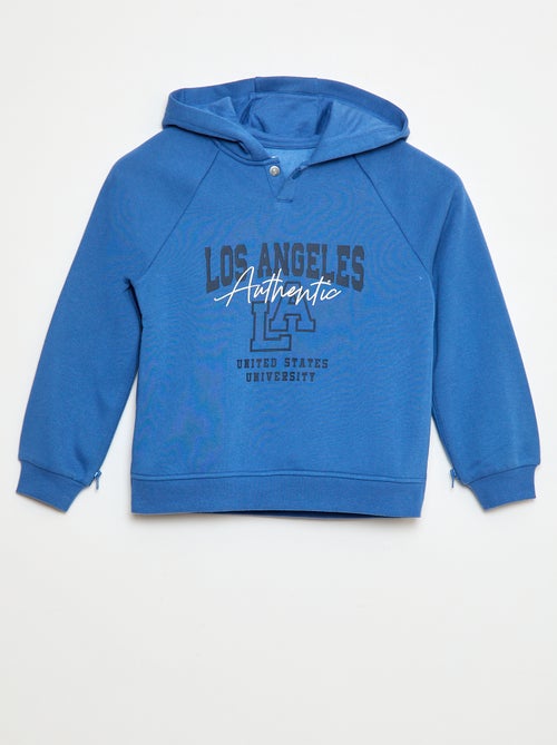 Sweat com capuz estampado com aberturas de zíper laterais - So Easy - Kiabi