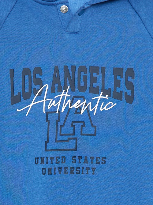 Sweat com capuz estampado com aberturas laterais com fecho - coleção fácil de vestir - Kiabi