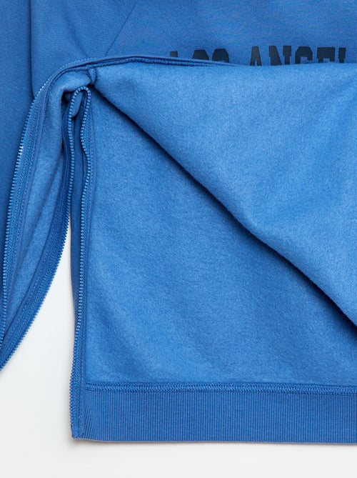 Sweat com capuz estampado com aberturas laterais com fecho - coleção fácil de vestir - Kiabi