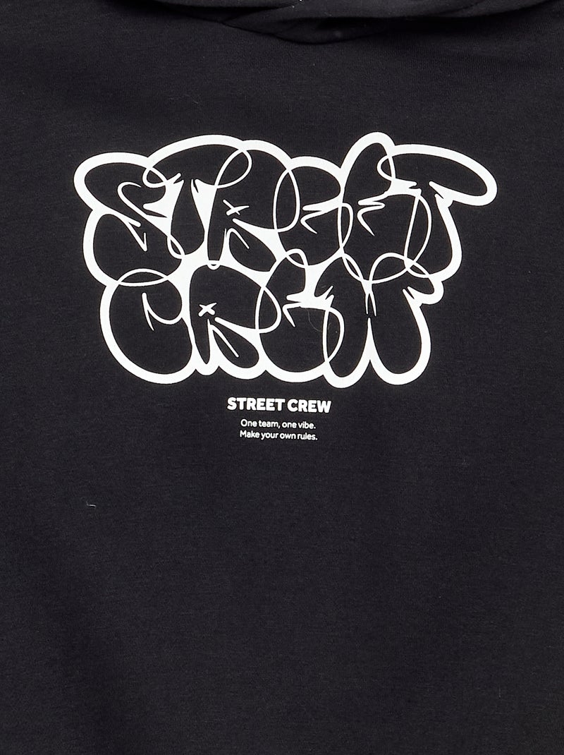 Sweat com capuz estampado Preto - Kiabi