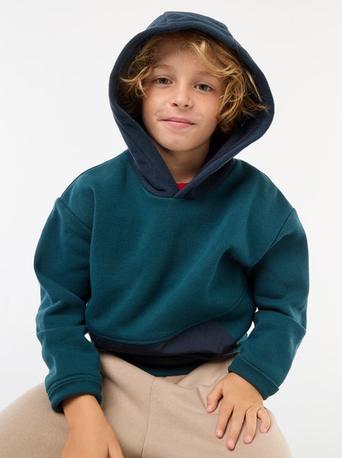 Sweat com capuz folgado em polar - Kiabi