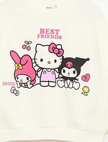 Sweat com capuz 'Hello Kitty & Kuromi' gola redonda