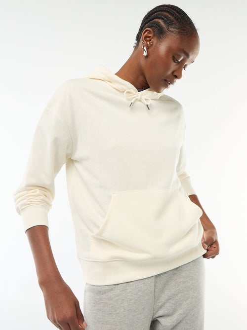 Sweat com capuz liso em algodão - Kiabi