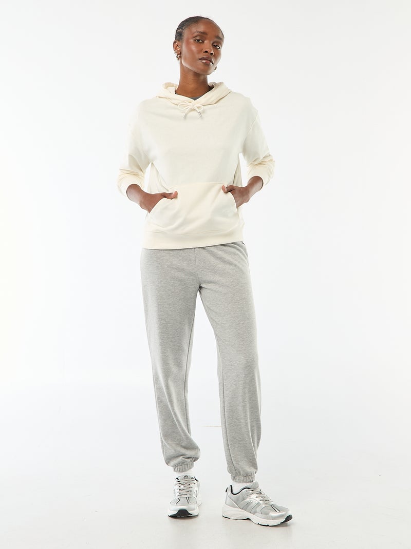 Sweat com capuz liso em algodão Branco - Kiabi
