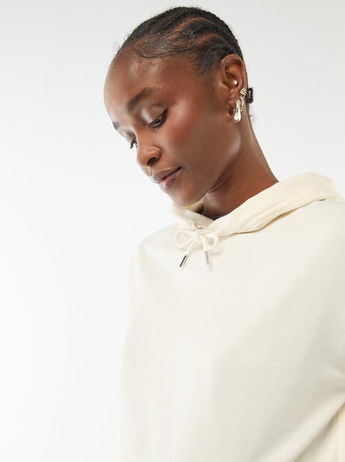 Sweat com capuz liso em algodão - Kiabi