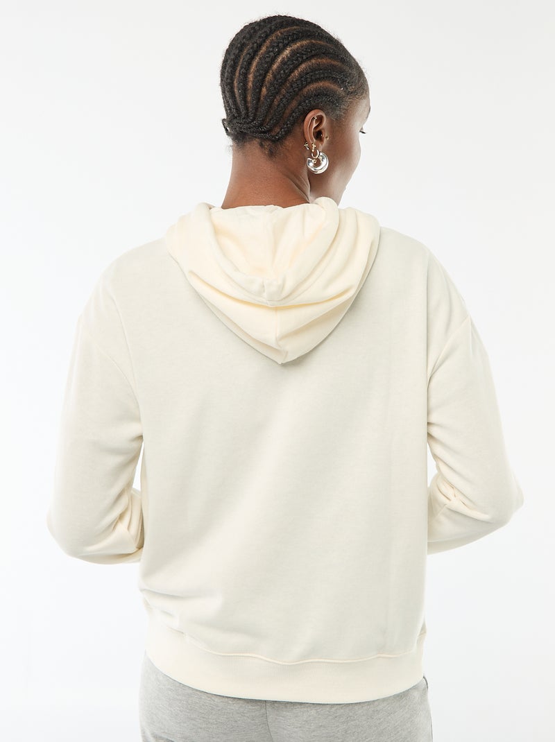 Sweat com capuz liso em algodão Branco - Kiabi