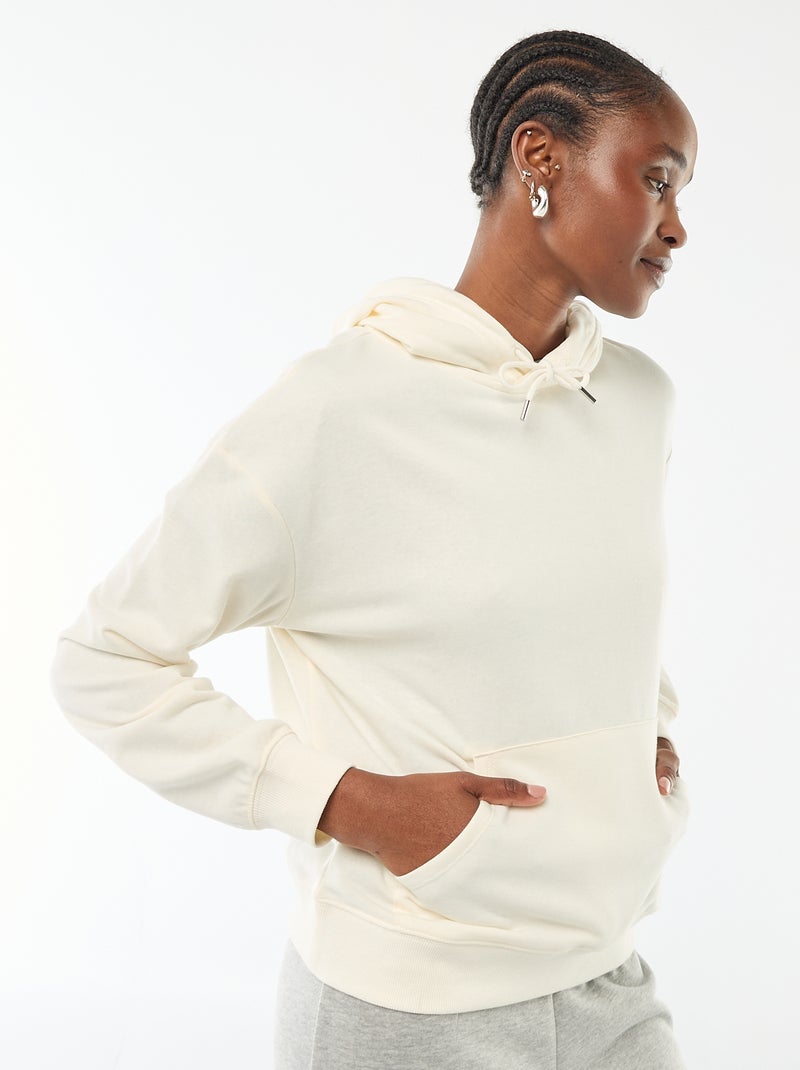 Sweat com capuz liso em algodão Branco - Kiabi