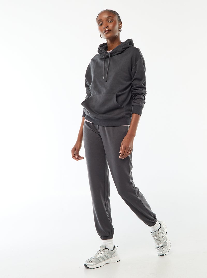 Sweat com capuz liso em algodão Preto - Kiabi