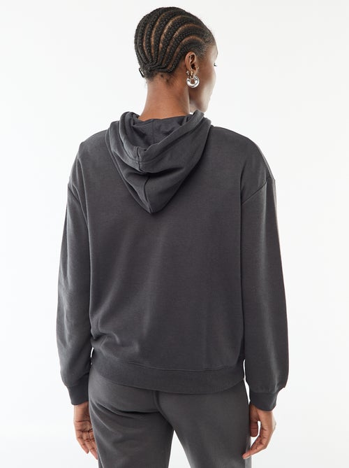 Sweat com capuz liso em algodão - Kiabi