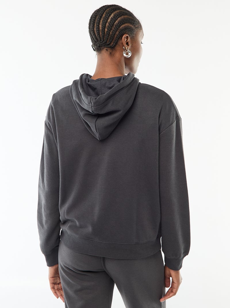 Sweat com capuz liso em algodão Preto - Kiabi