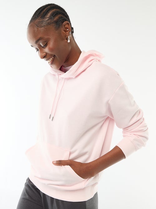 Sweat com capuz liso em algodão - Kiabi