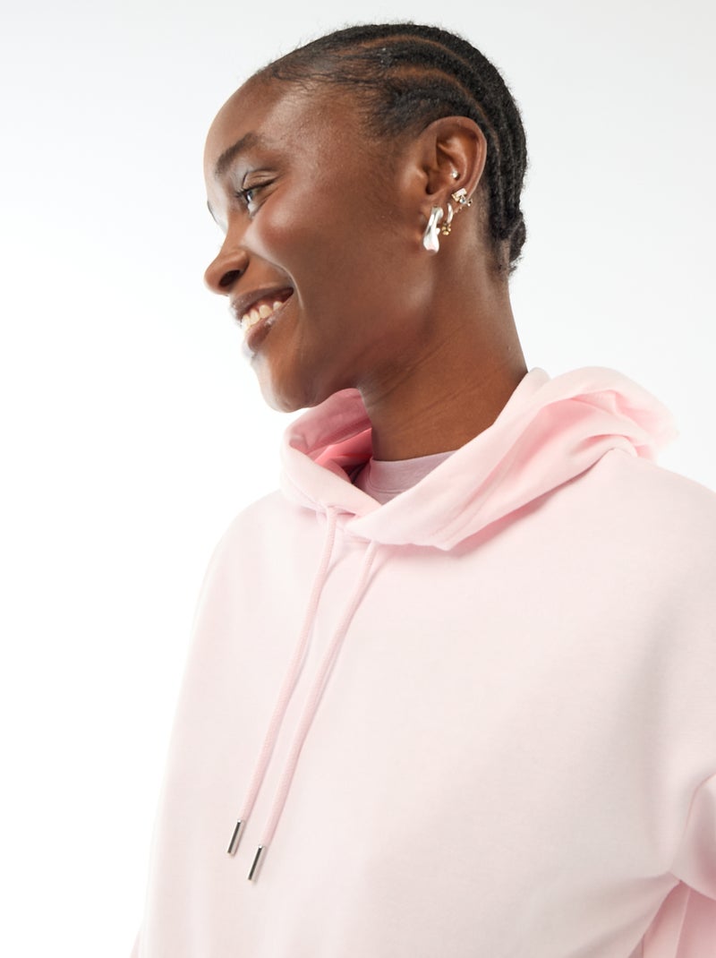 Sweat com capuz liso em algodão Rosa - Kiabi