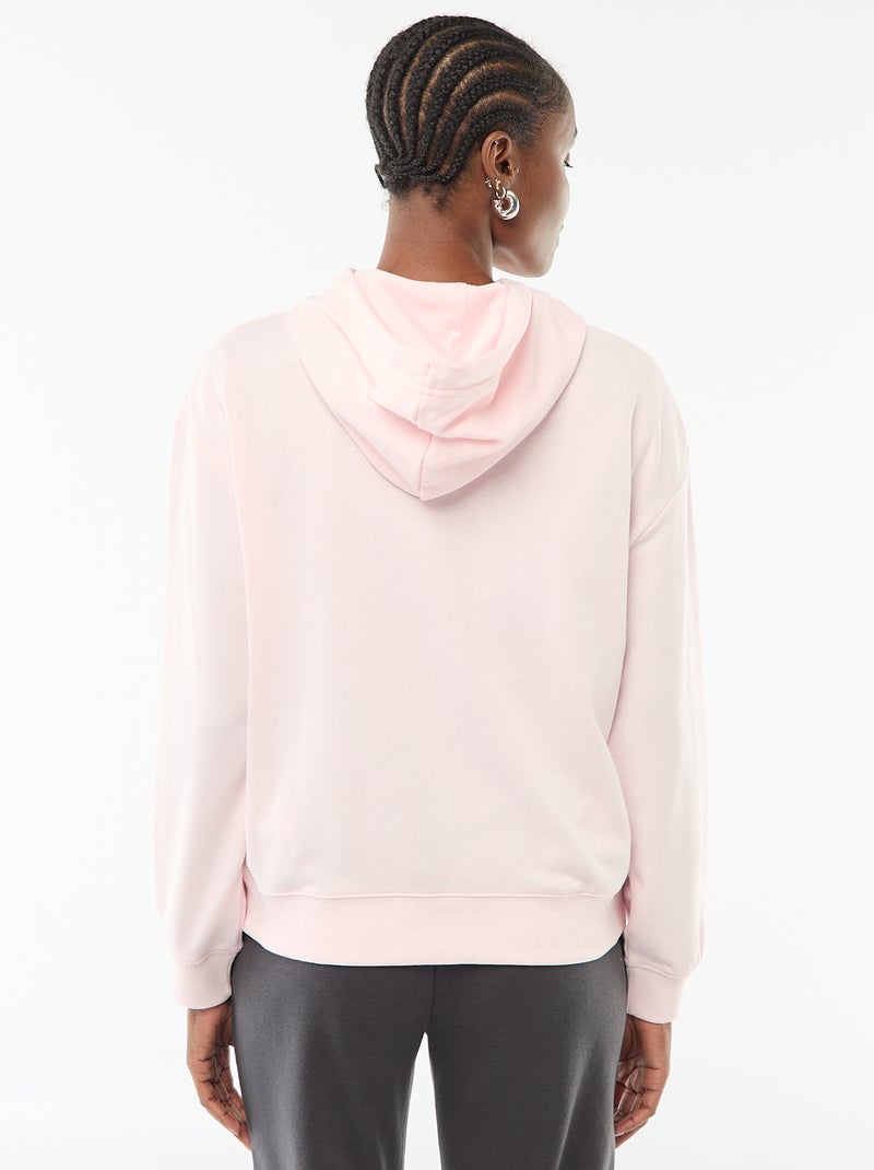 Sweat com capuz liso em algodão Rosa - Kiabi