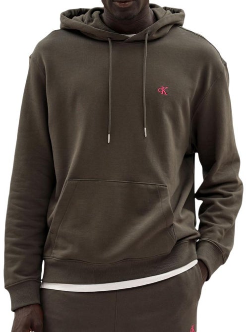 Sweat com capuz marrom para homem calvin klein jeans 350 terry monogram - Kiabi