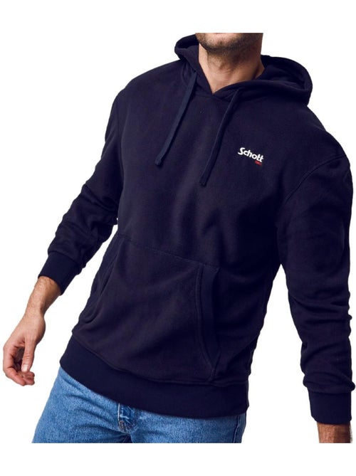 Sweat com capuz micro polar marinho para homem schott - Kiabi Sweat com capuz micro polar marinho para homem schott - Kiabi