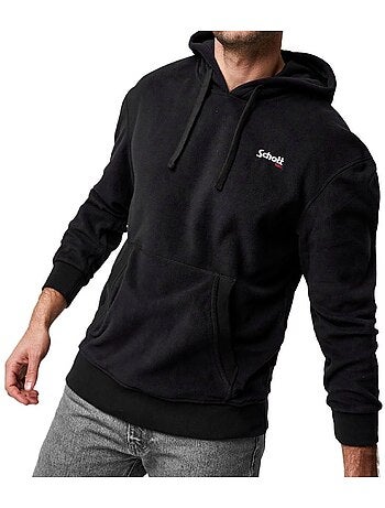 Sweat com Capuz Micro Polar Preto Schott para Homem