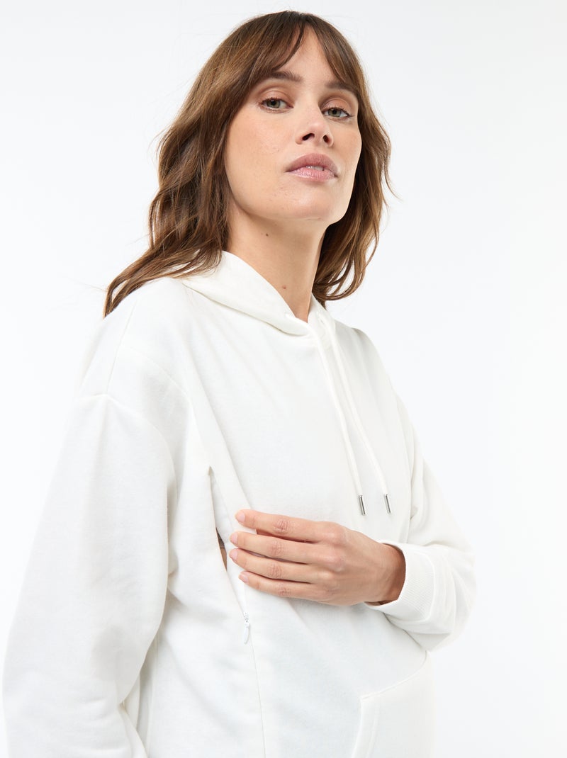 Sweat com capuz para amamentação Branco - Kiabi