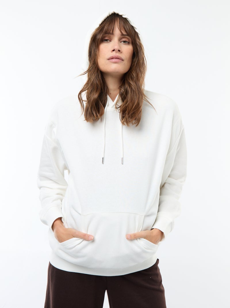 Sweat com capuz para amamentação Branco - Kiabi