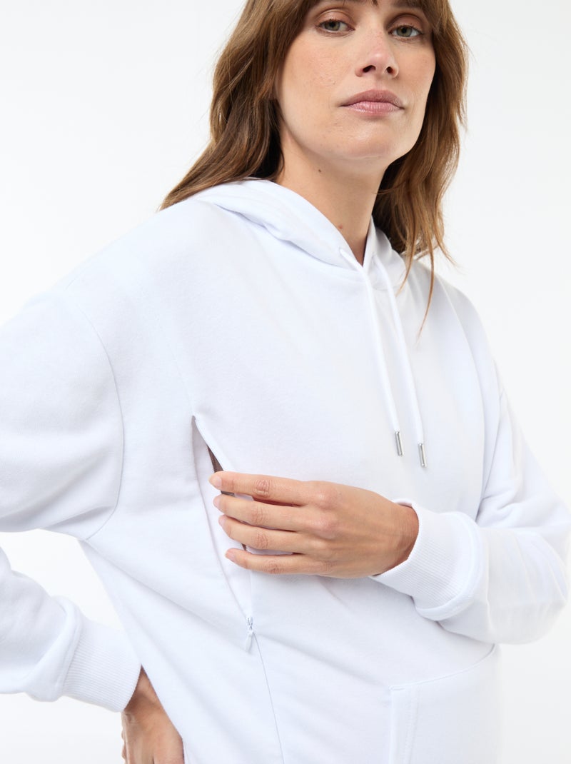 Sweat com capuz para amamentação Branco - Kiabi