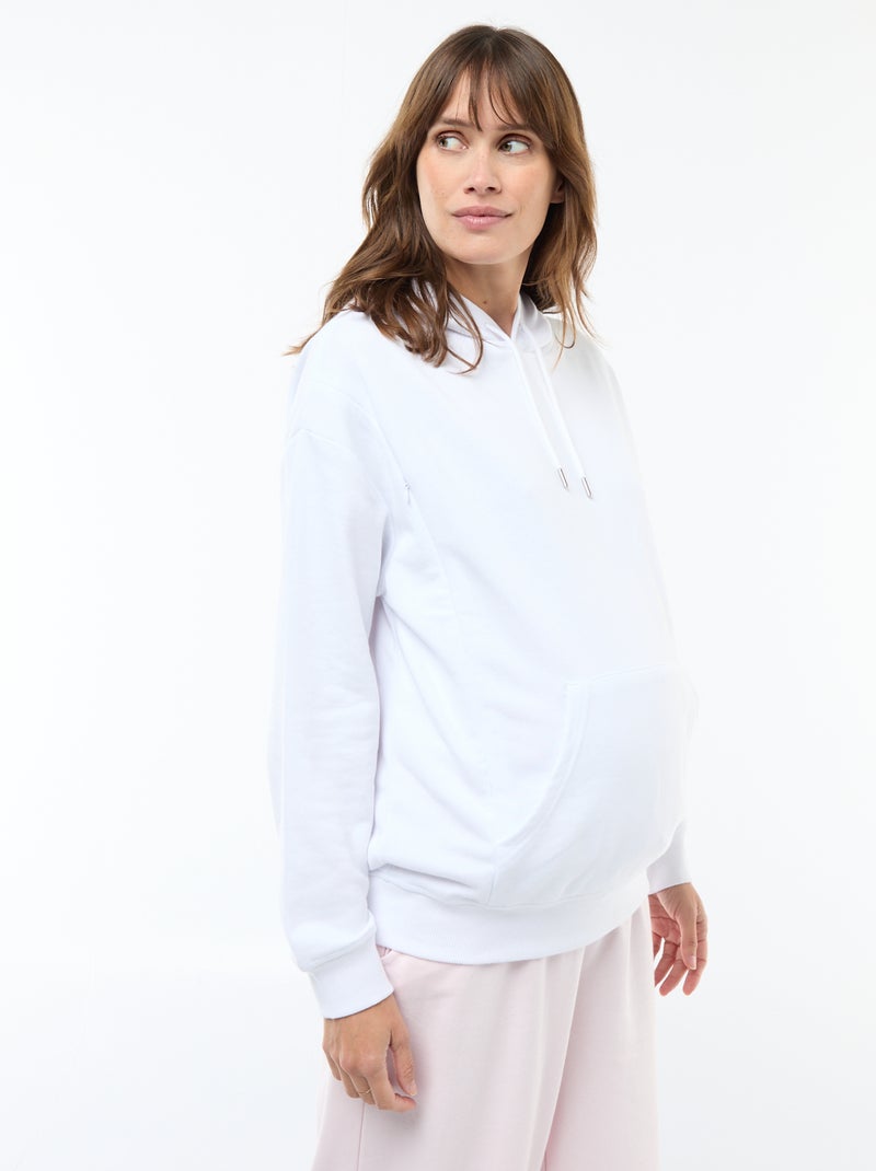 Sweat com capuz para amamentação Branco - Kiabi