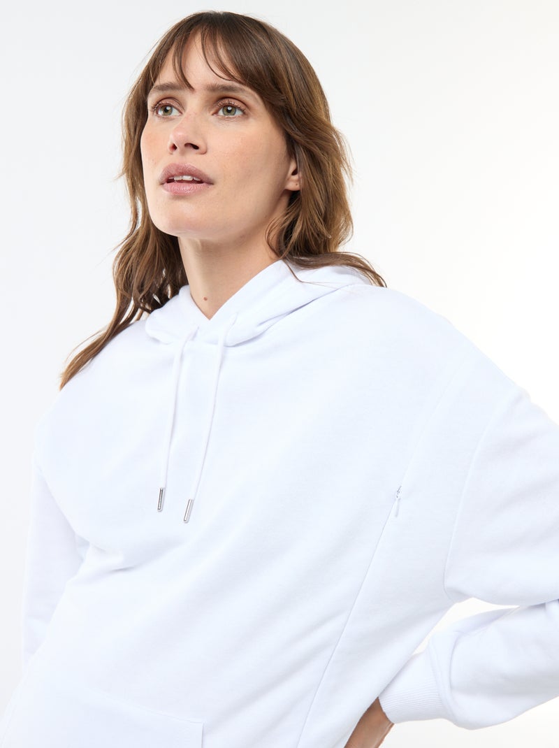 Sweat com capuz para amamentação Branco - Kiabi
