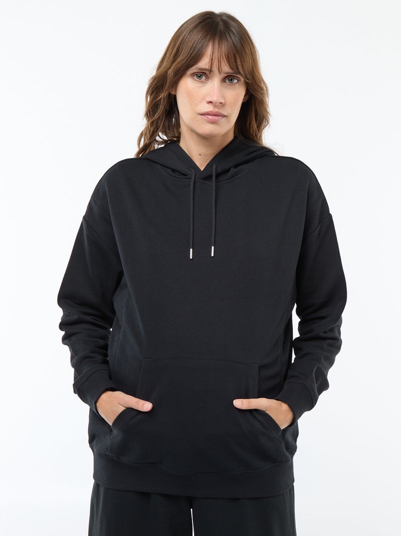 Sweat com capuz para amamentação Preto - Kiabi