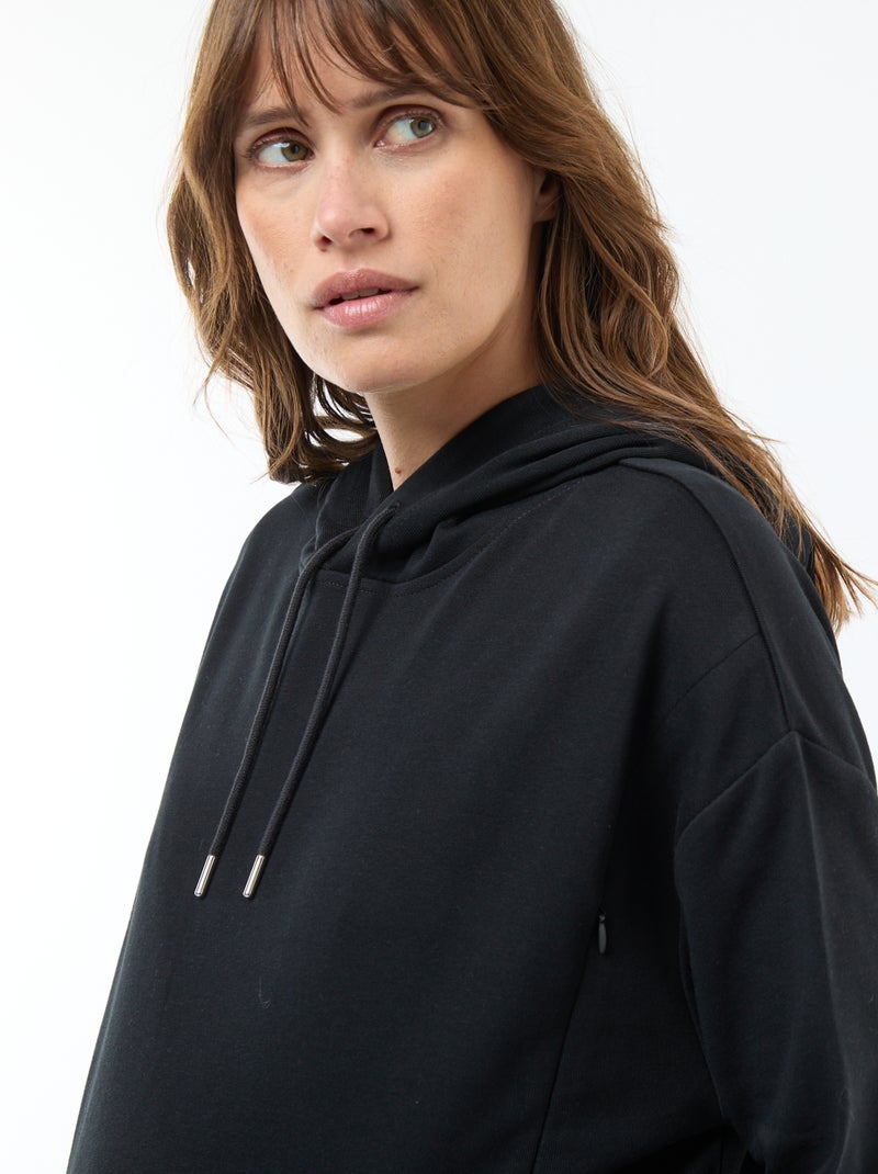 Sweat com capuz para amamentação Preto - Kiabi