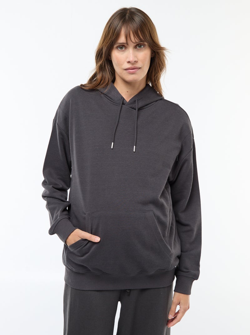 Sweat com capuz para amamentação Preto - Kiabi