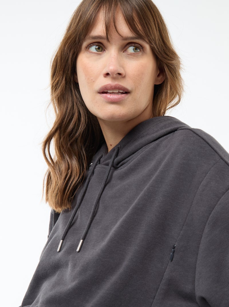 Sweat com capuz para amamentação Preto - Kiabi