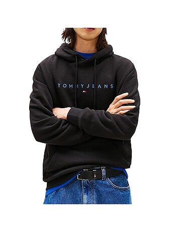 Sweatshirt cinzento linear logo tommy hilfiger para homem