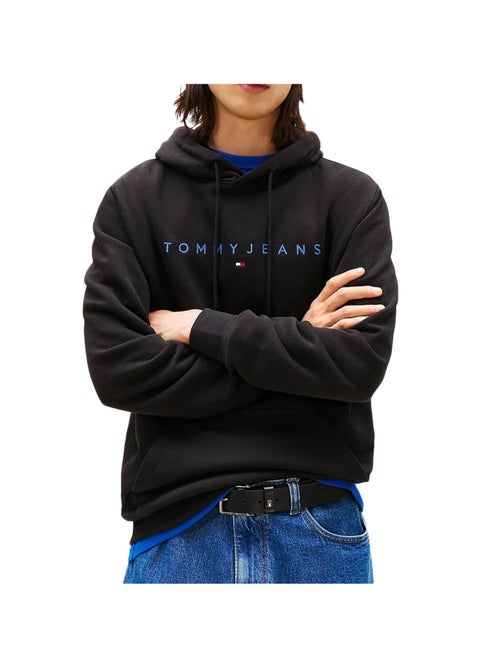 Sweat com capuz preto tommy hilfiger linear para homem - Kiabi