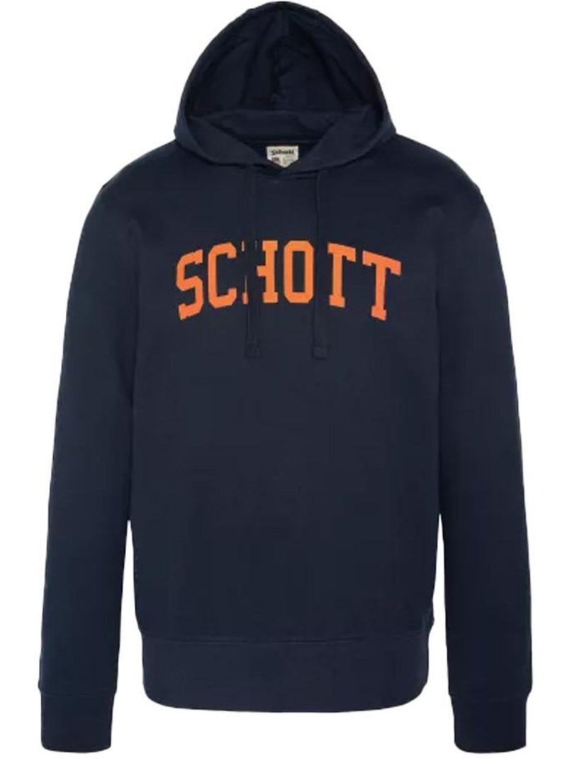Sweat com Capuz Schott para Homem, Azul-Marinho/Laranja, com Logótipo Laranja - Kiabi