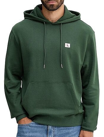 Sweat com capuz branco para homem calvin klein jeans 350